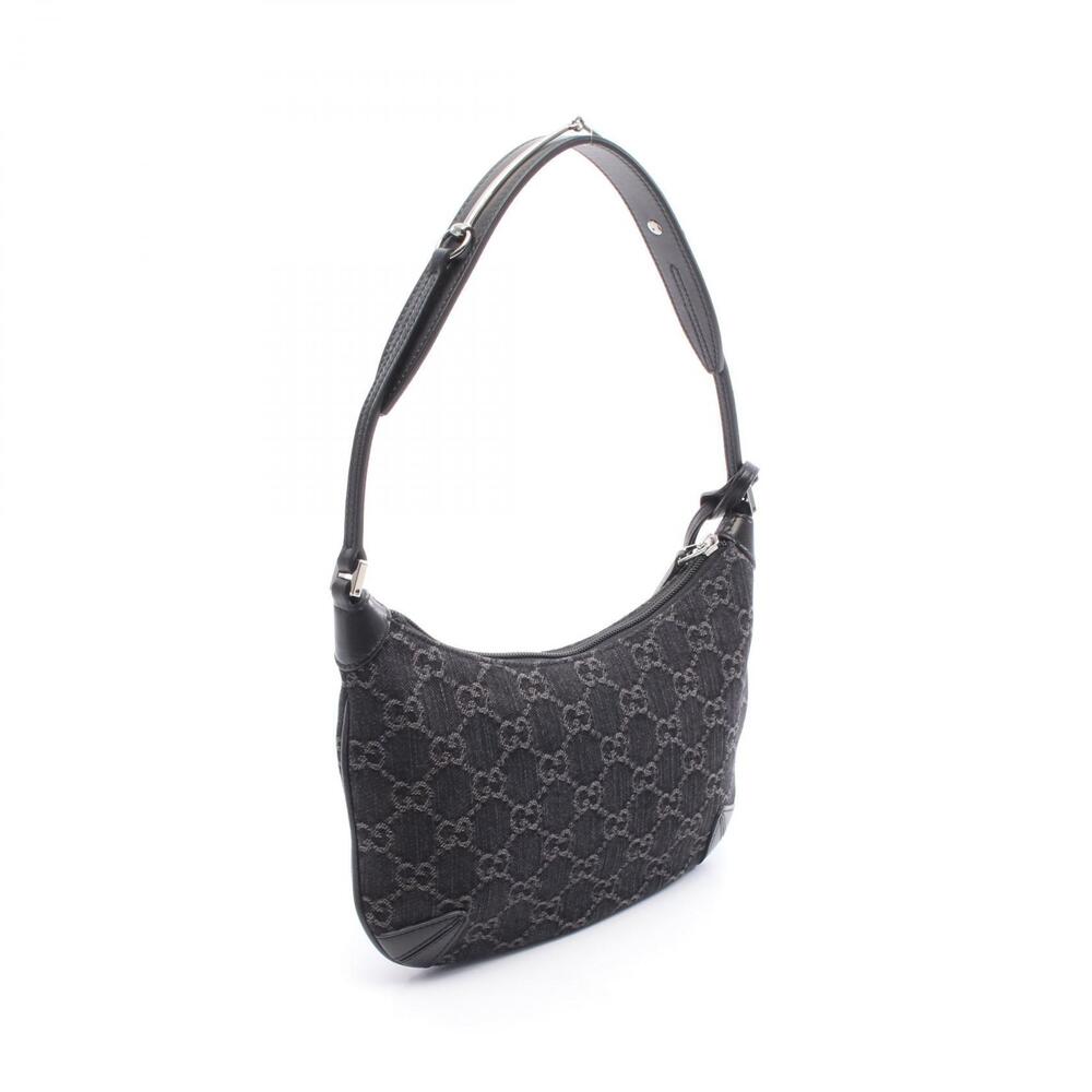 Gucci Horsebit Black Denim GG Bag Shoulder Leather